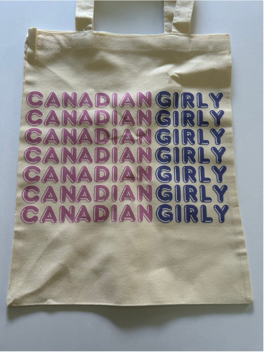 Women's Tote Bag Beige Pink Canadian Girly Graphic - Picture 2 of 3